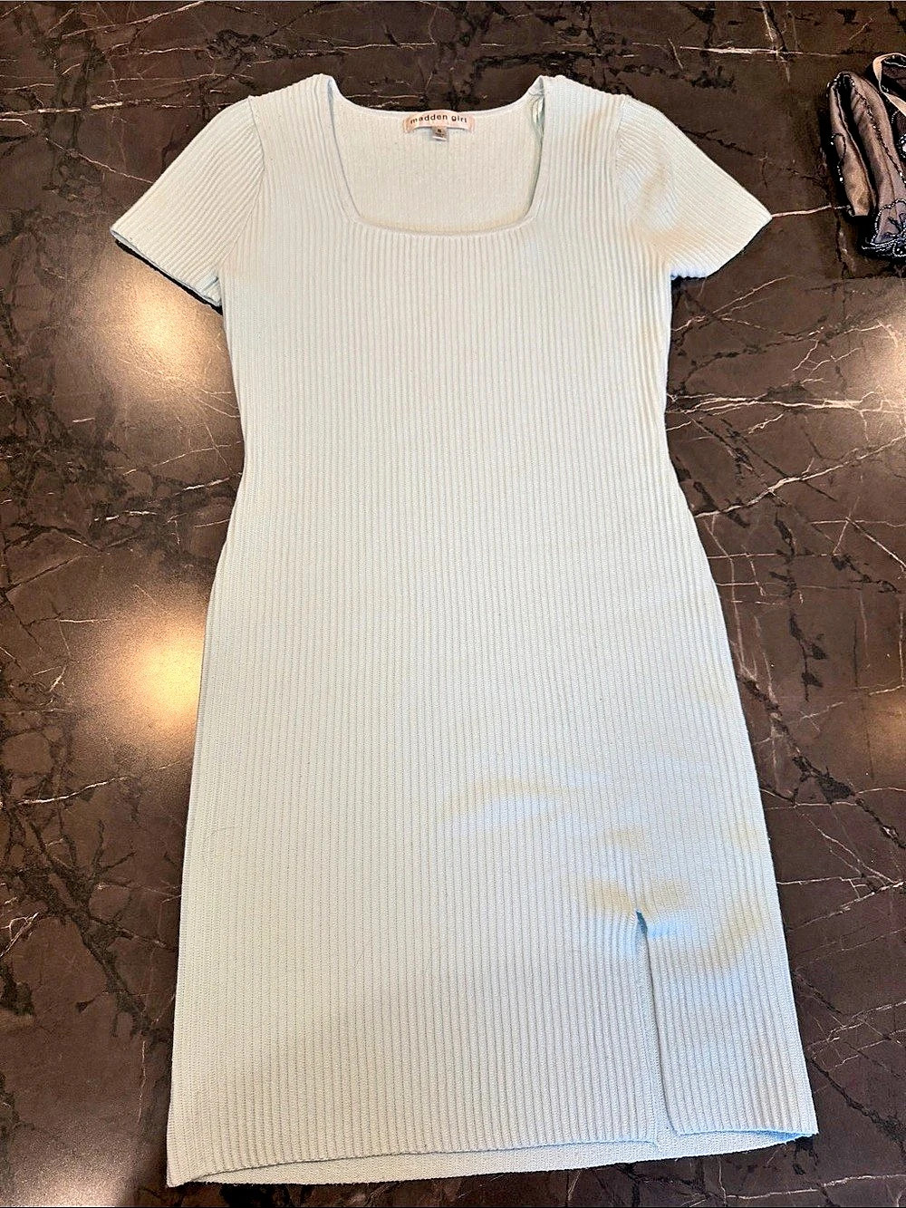 SHEIN Ribbed Short Sleeve Mini Dress in White Like New